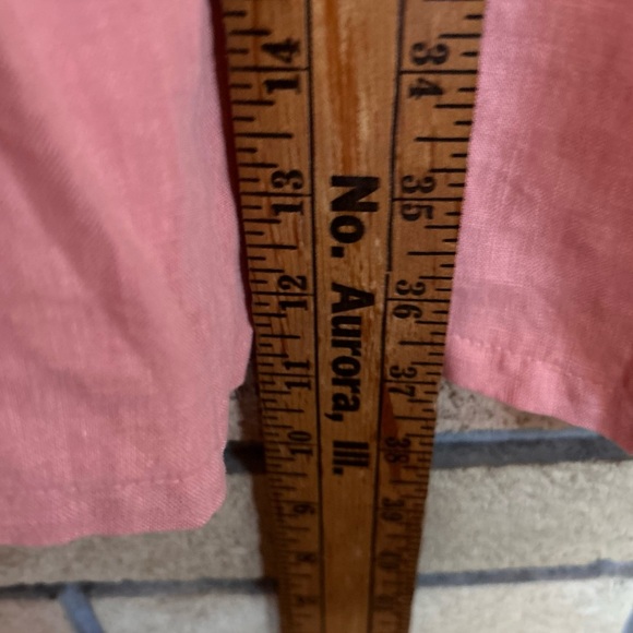 NWT Cynthia Rowley Women’s 100% Linen Ruffle Hem V Neck Coral Dress Size Large - Picture 5 of 6